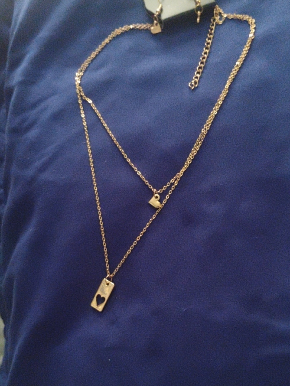 Gold Double-Layer Heart Pendant Necklace - Women Jewelry